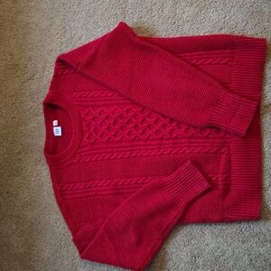 GAP Red Cable Knit Crewneck Sweater